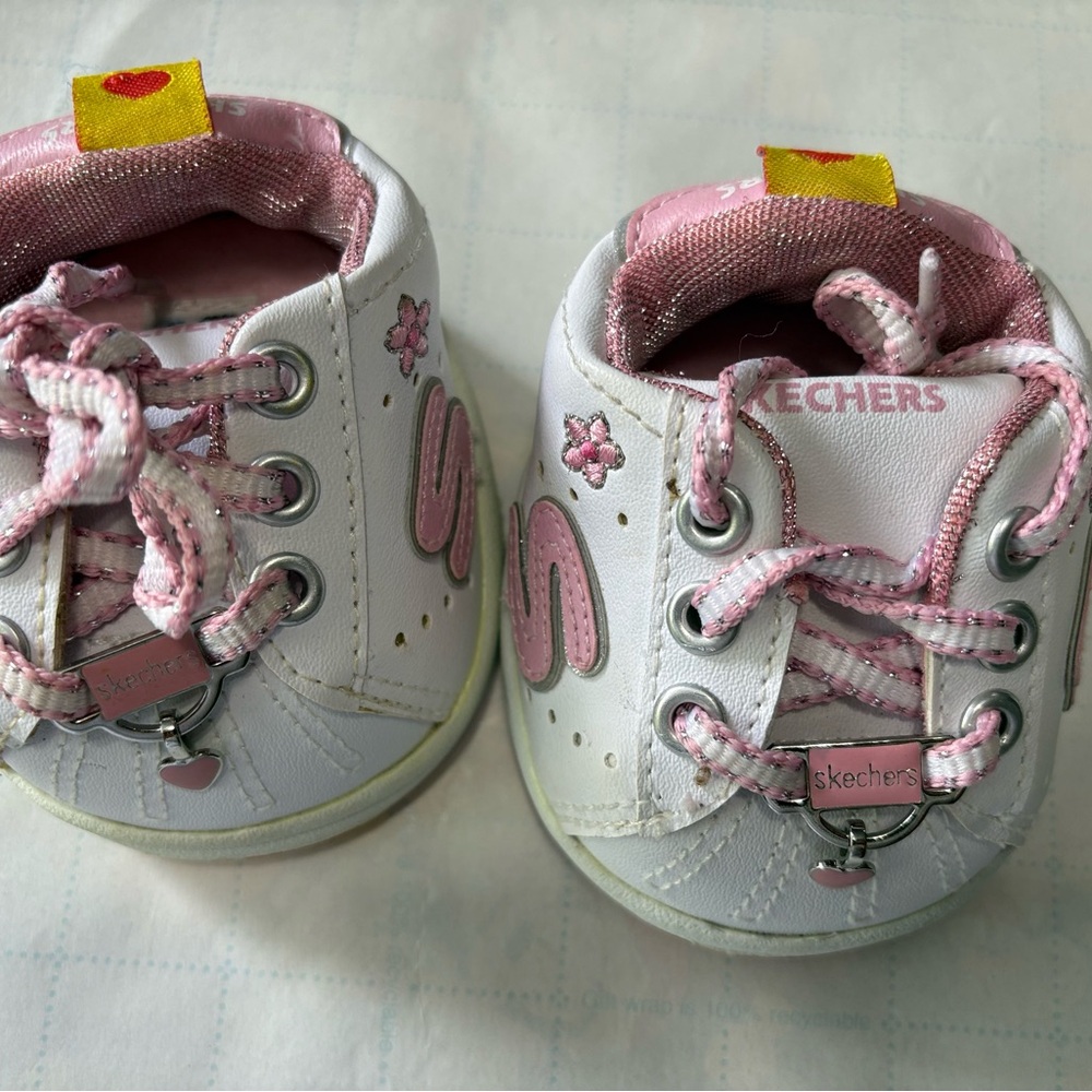 Skechers Kids' White and Pink Sneakers